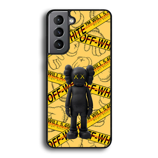 Kaws x Off White Yellow Belt Samsung Galaxy S21 Case | Slim Rubber Case for Samsung Galaxy S21