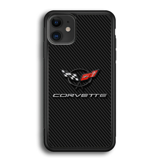 Chevrolet Corvette Logo Carbon iPhone 12 Case | Slim Rubber Case for iPhone 12