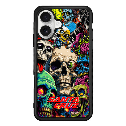 Santa Cruz Skateboard Skull iPhone 16 Plus Case | Slim Rubber Case for iPhone 16 Plus