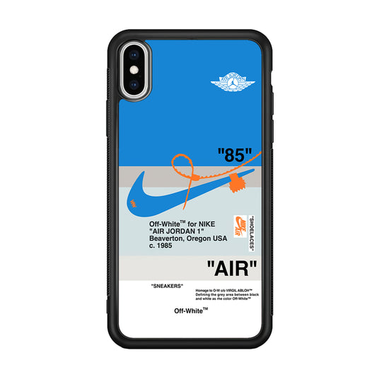 Off White x Nike Air Jordan Blue iPhone Xs Max Case | Slim Rubber Case for iPhone Xs Max
