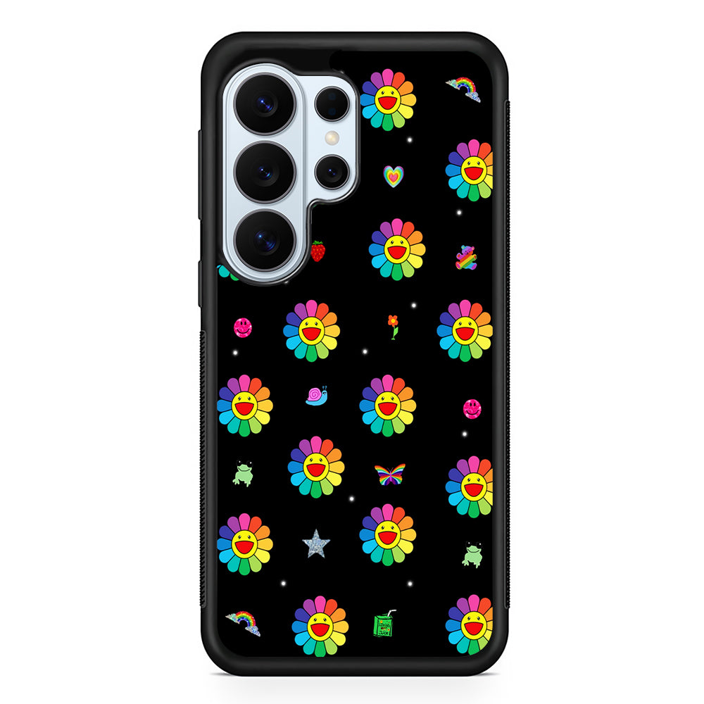 Smile on Rainbow Flower Black Samsung Galaxy S26 Ultra Case | Protective Phone Cover