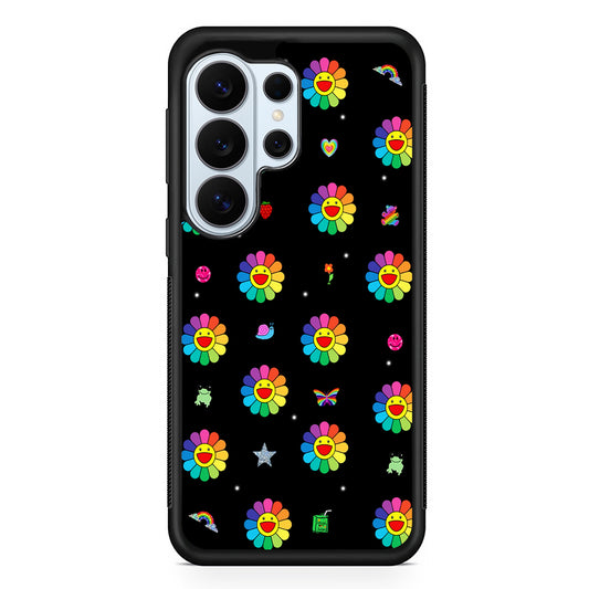 Smile on Rainbow Flower Black Samsung Galaxy S26 Ultra Case | Protective Phone Cover