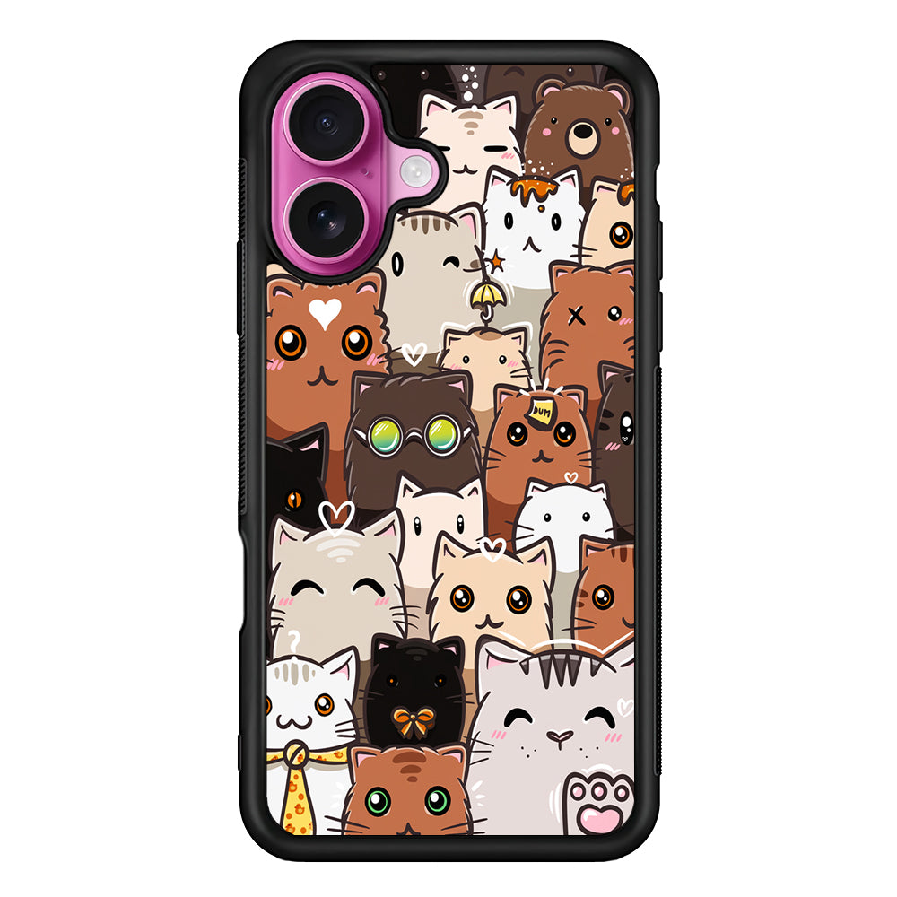 Cute Cat Pattern Kawaii iPhone 17 Case | Slim Protective Rubber Phone Cover