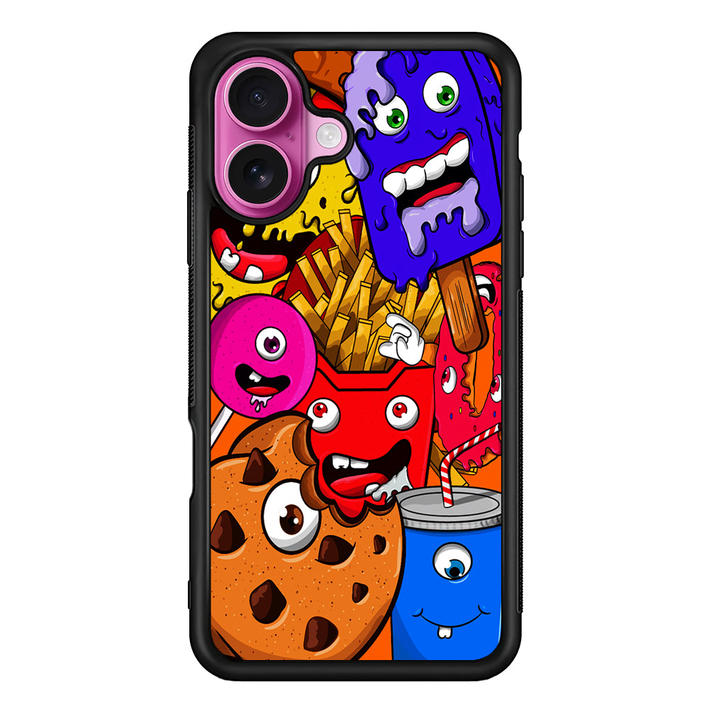 Unhealthy Food Monsters iPhone 17 Case | Slim Protective Rubber Phone Cover