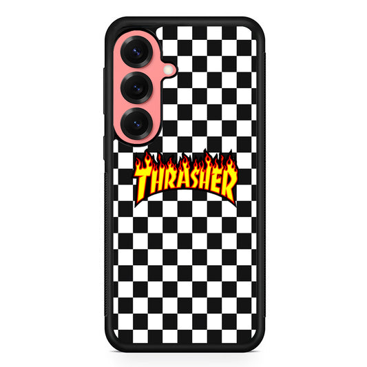 Thrasher Chess Pattern Samsung Galaxy S25 Case | Slim Rubber Case for Samsung Galaxy S25