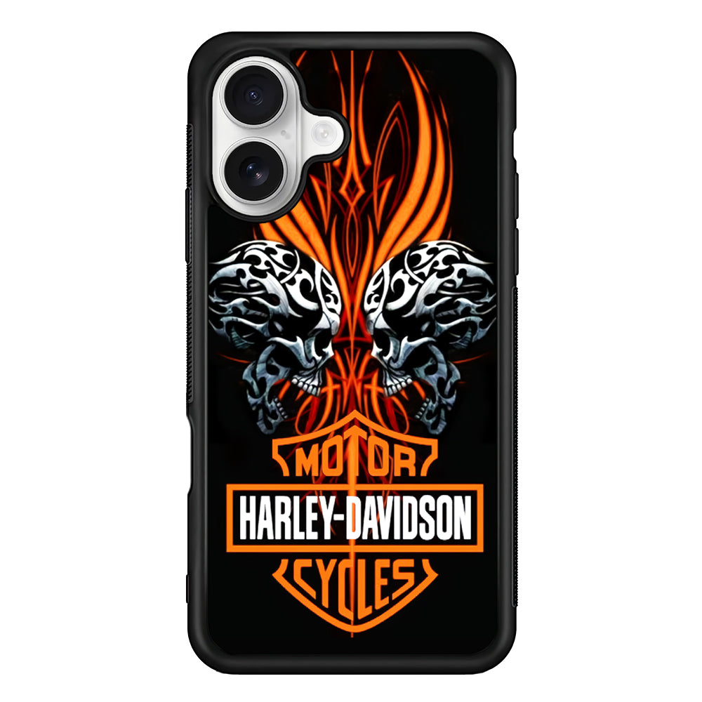 Harley Davidson Two Skull iPhone 16 Plus Case – Slim Fit Protective Phone Case