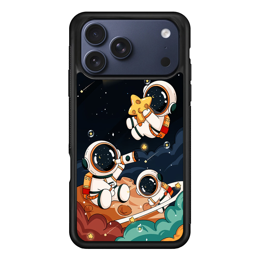 Three Astronauts Playing on a Planet iPhone 17 Pro Max Case | Slim Protective Cover for iPhone 17 Pro Max