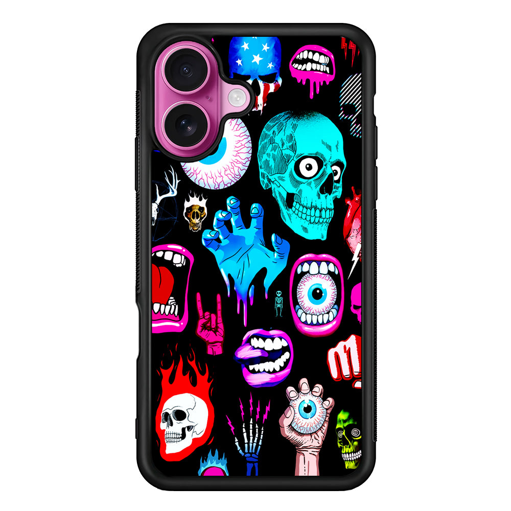 Hand Drawn Halloween Doodles iPhone 17 Case | Slim Protective Rubber Phone Cover
