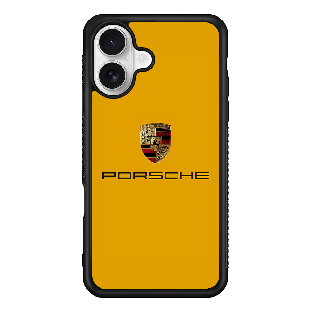 Porsche Car Logo Yellow iPhone 16 Plus Case | Slim Rubber Case for iPhone 16 Plus