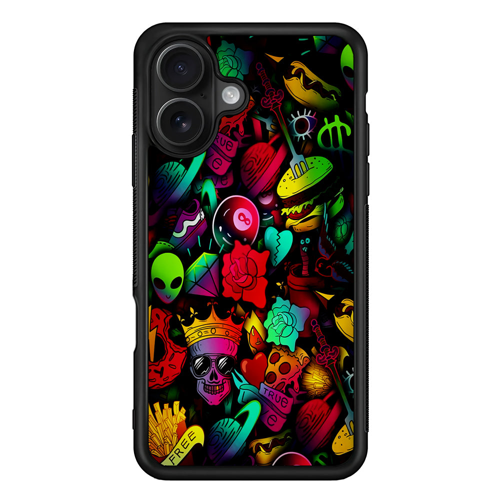 King Life Doodle Artistic iPhone 16 Case - Oxvistore