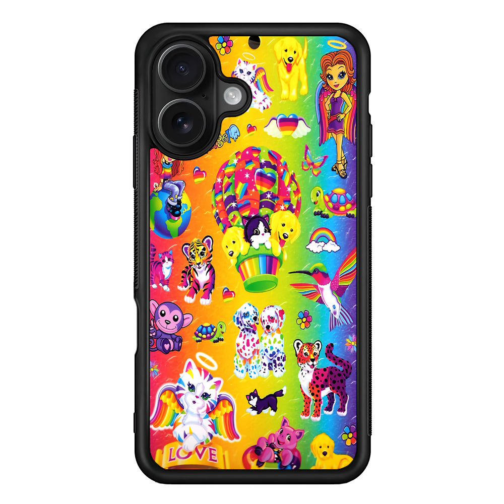 Cute Animal Cartoon Rainbow Pattern iPhone 16 Case - Oxvistore