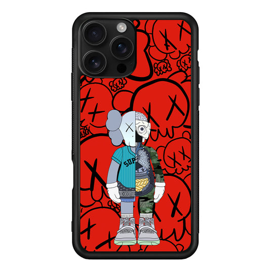 Kaws Graffiti Red iPhone 16 Pro Case | Slim Rubber Case for iPhone 16 Pro