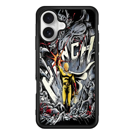Saitama Hits The Monsters iPhone 16 Plus Case | Durable Protective Rubber Cover