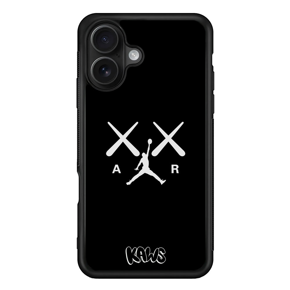 Kaws Air Jordan Midnight Black iPhone 16 Case | Slim Rubber Case for iPhone 16