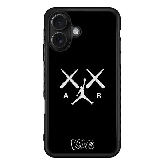Kaws Air Jordan Midnight Black iPhone 16 Case | Slim Rubber Case for iPhone 16