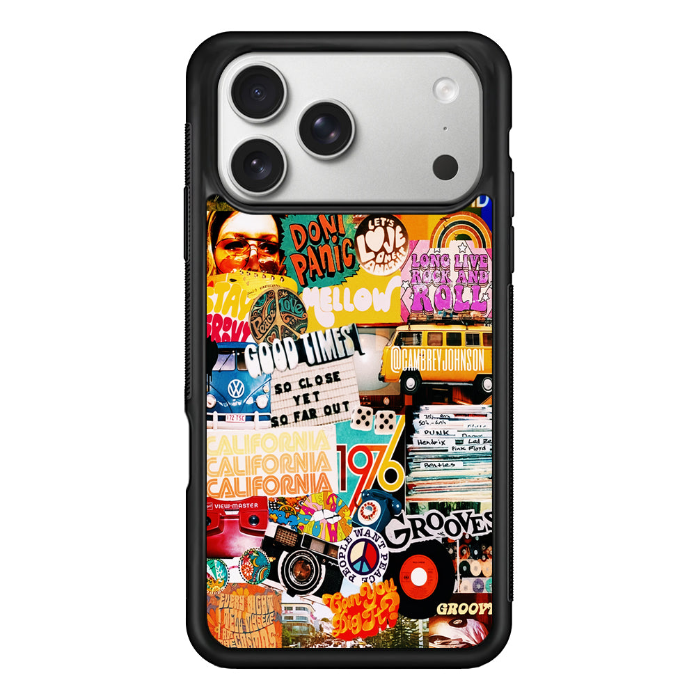 Retro Aesthetic 70s Collage iPhone 17 Pro Case | Slim Rubber Case for iPhone 17 Pro