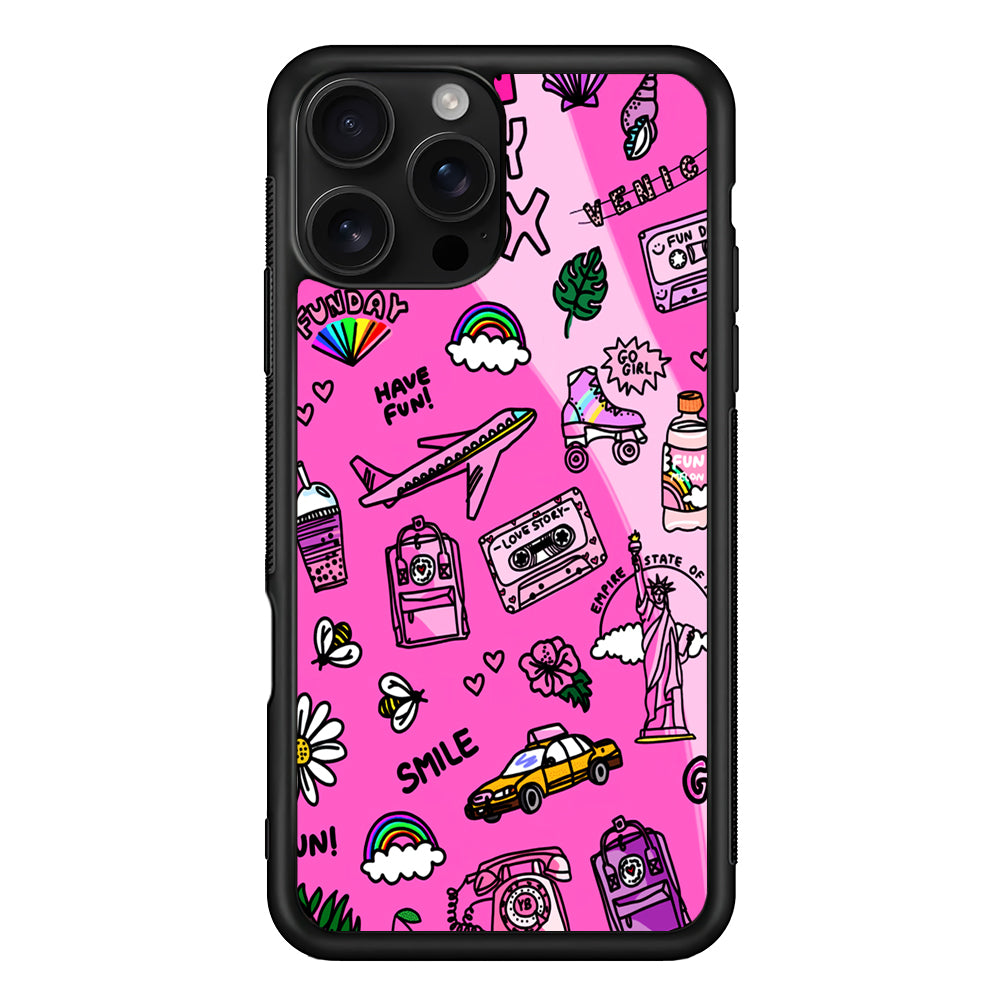 Pink Cute Girly Pattern iPhone 16 Pro Case | Durable Protective Case for iPhone 16 Pro