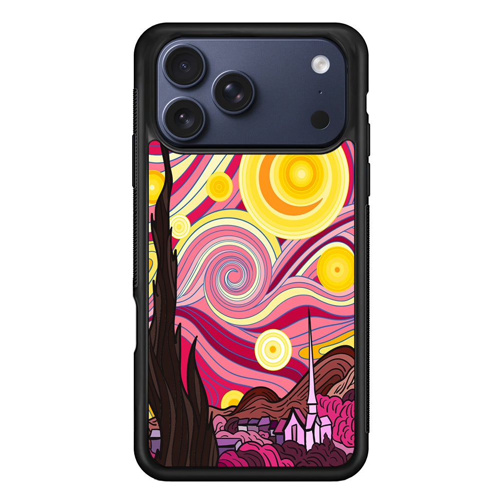 Pink Starry Night Van Gogh iPhone 17 Pro Max Case | Slim Protective Cover for iPhone 17 Pro Max