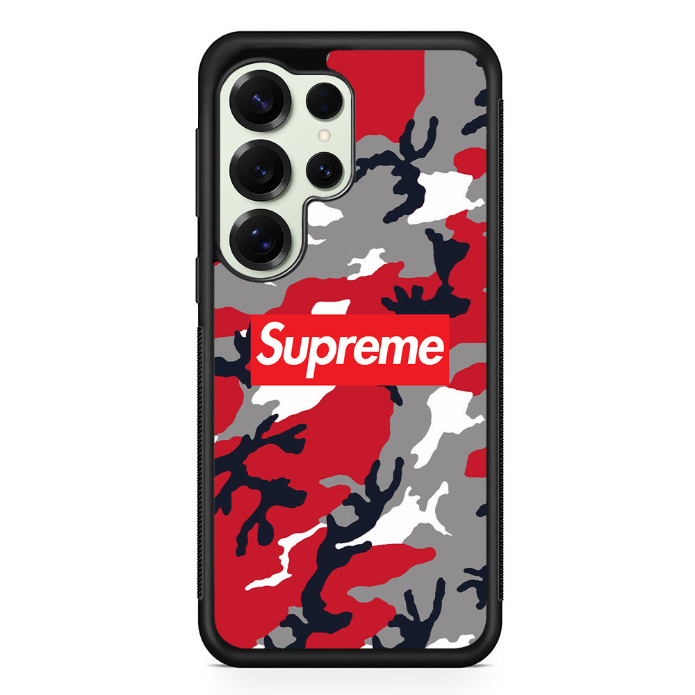 Supreme Camo Red Samsung Galaxy S25 Ultra Case | Slim Rubber Case for Samsung Galaxy S25 Ultra