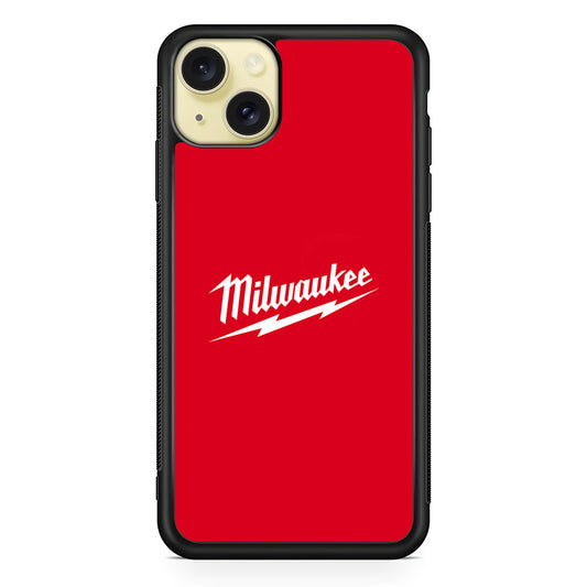 Milwaukee Tool Red Background iPhone 15 Plus Case | Slim Rubber Case for iPhone 15 Plus