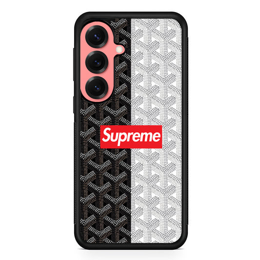Supreme Black White Pattern Samsung Galaxy S25 Case | Slim Rubber Case for Samsung Galaxy S25