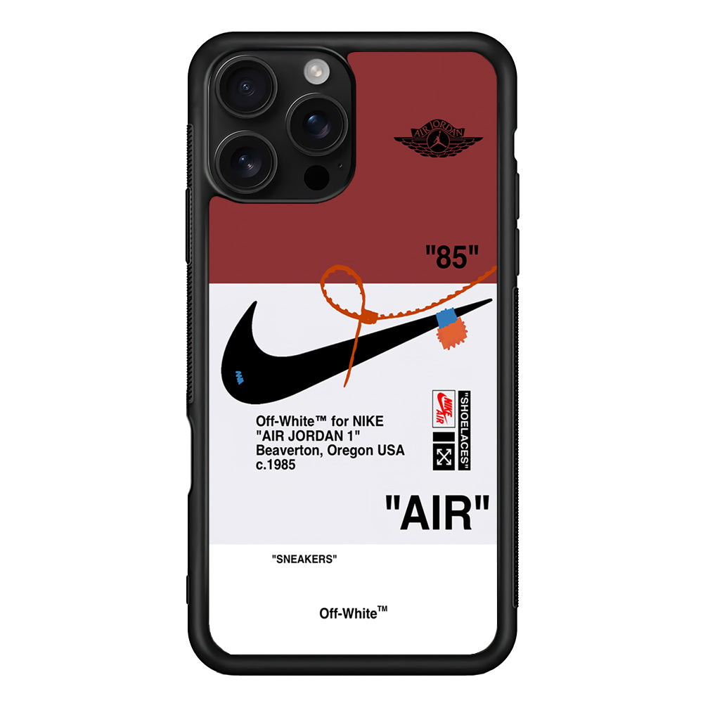 Off White x Nike Air Jordan Red iPhone 16 Pro Case | Slim Rubber Case for iPhone 16 Pro