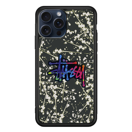 Stussy Splash Grey iPhone 15 Pro Max Case | Slim Rubber Case for iPhone 15 Pro Max
