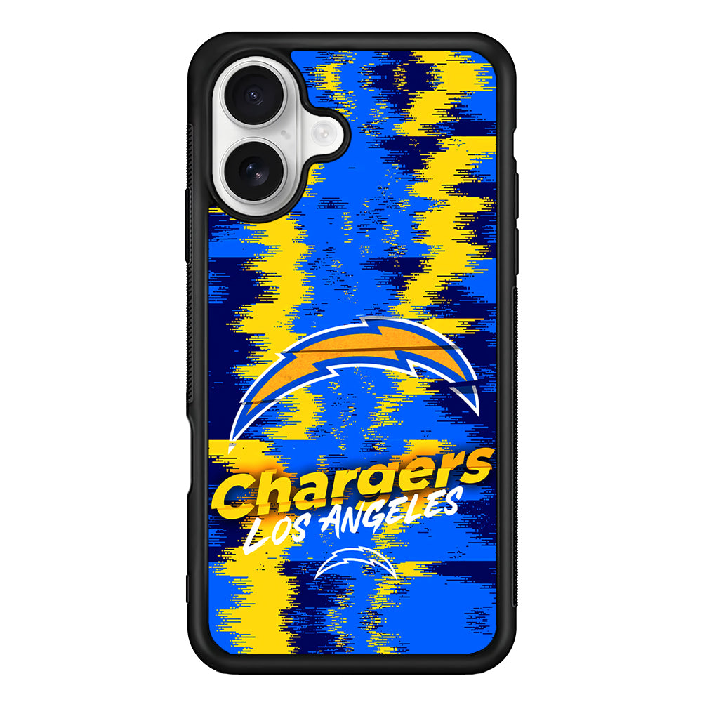 Los Angeles Chargers Abstract Color iPhone 16 Plus Case | Durable Protective Rubber Cover