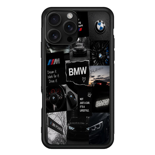 BMW M4 Cinematic Collage iPhone 16 Pro Case | Slim Rubber Case for iPhone 16 Pro