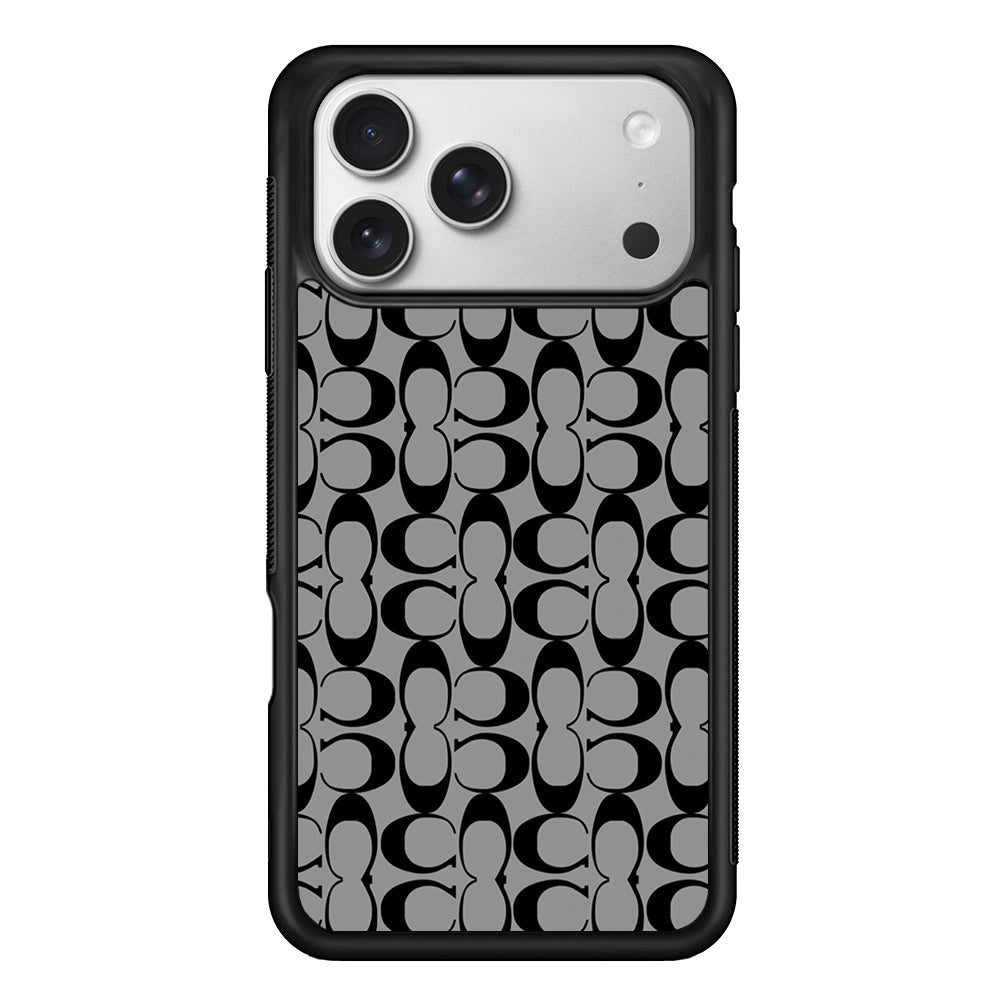 Coach Black Grey iPhone 17 Pro Case | Slim Rubber Case for iPhone 17 Pro