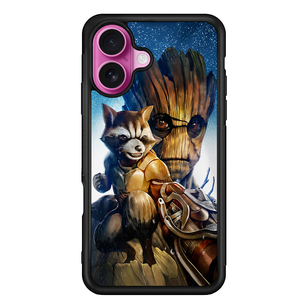 Rocket Raccoon and Groot iPhone 17 Case | Slim Protective Rubber Phone Cover