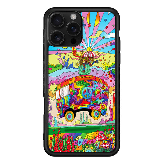 Hippie Trippy Van Rainbow iPhone 16 Pro Case | Durable Protective Case for iPhone 16 Pro