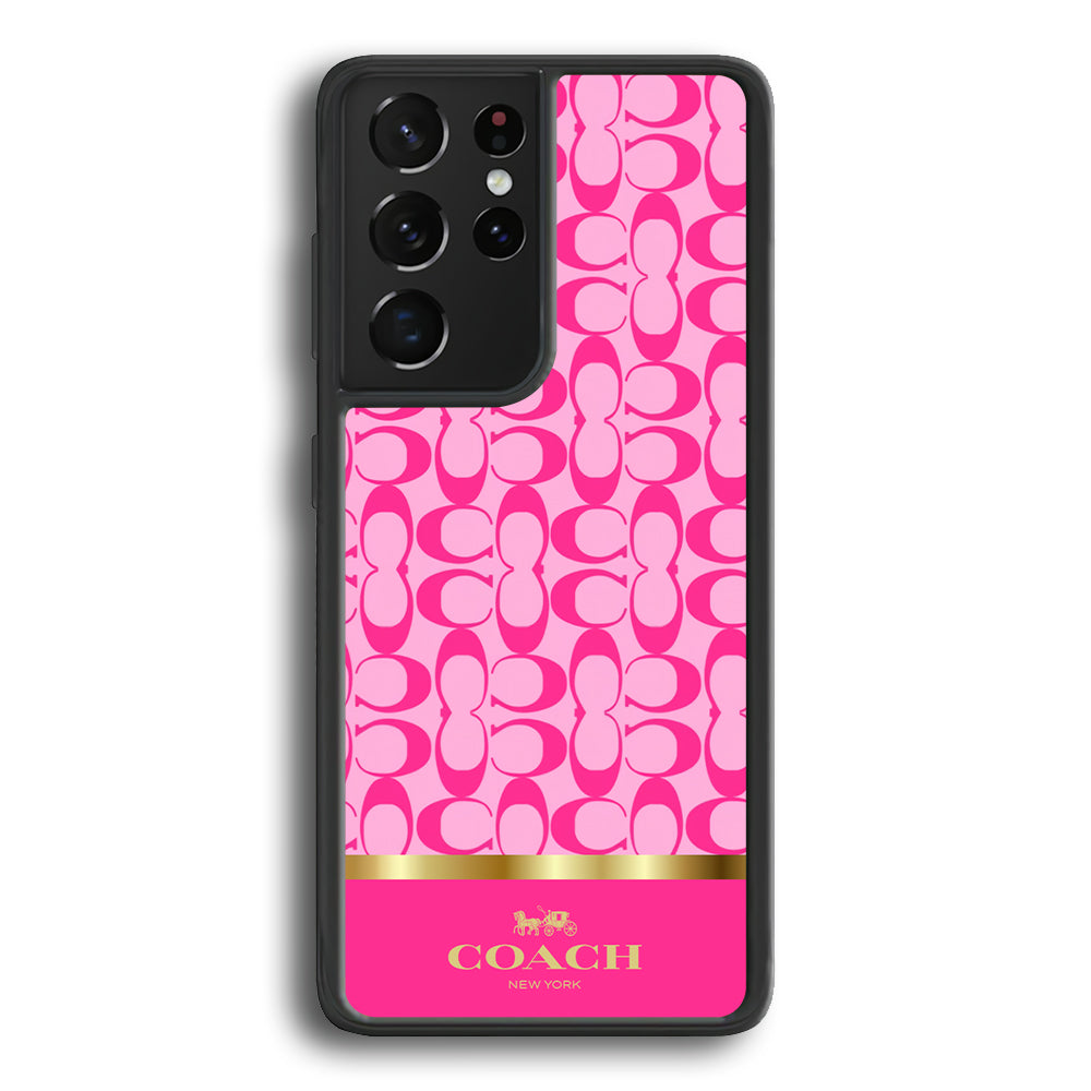 Coach Pink Pattern Samsung Galaxy S24 Ultra Case | Slim Rubber Case for Samsung Galaxy S24 Ultra