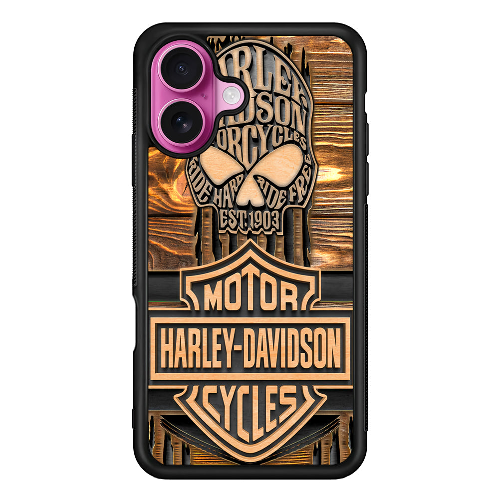 Harley Davidson Wooden Skull iPhone 17 Case - Slim Rubber Case for iPhone 17
