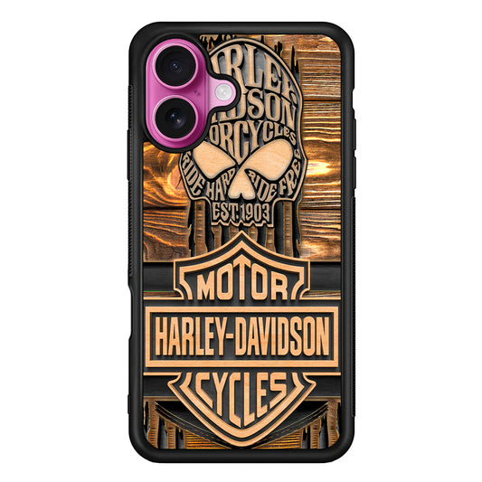 Harley Davidson Wooden Skull iPhone 17 Case - Slim Rubber Case for iPhone 17