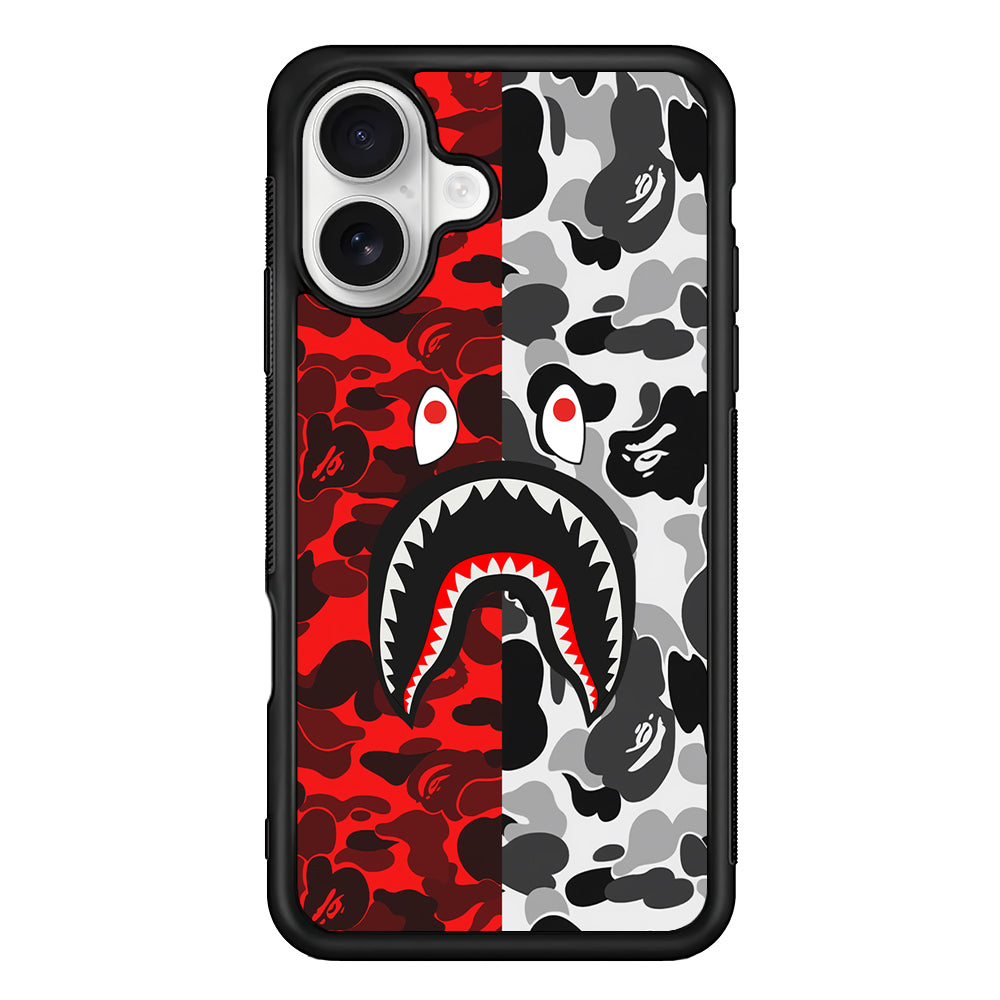 Bape Red Black Camo iPhone 16 Plus Case | Slim Rubber Case for iPhone 16 Plus