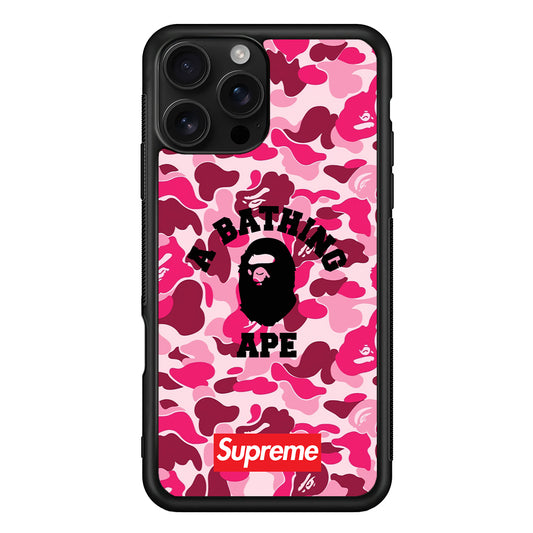 A Bathing Ape Supreme Bape Camo iPhone 16 Pro Case | Slim Rubber Case for iPhone 16 Pro