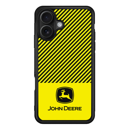 John Deere Black Patern iPhone 16 Case | Slim Rubber Case for iPhone 16
