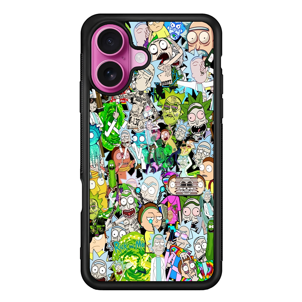 Rick and Morty Sticker Collection iPhone 17 Case | Slim Protective Rubber Phone Cover