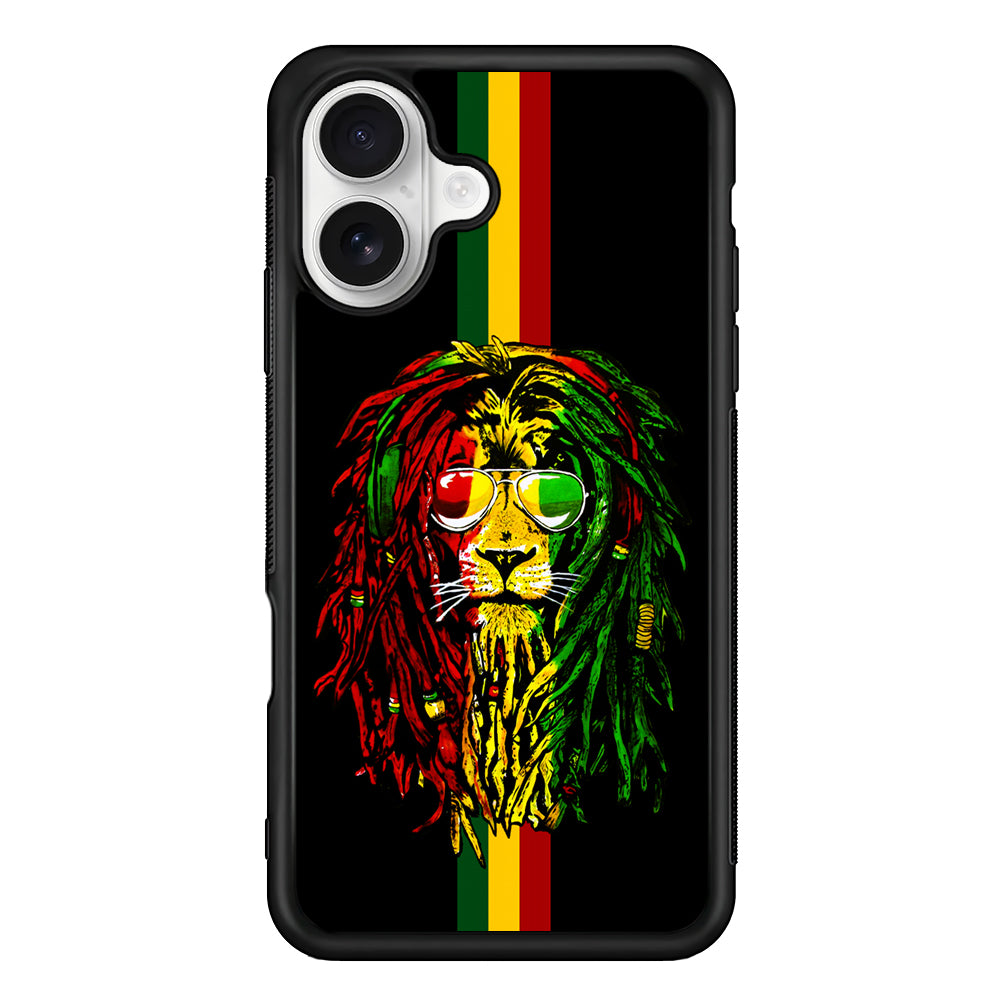 Reggae Lion Rasta iPhone 16 Plus Case | Durable Protective Rubber Cover