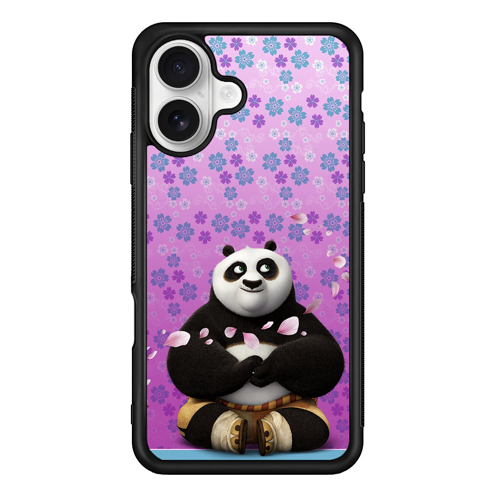 Kung Fu Panda Flower Background iPhone 16 Plus Case | Durable Protective Rubber Cover