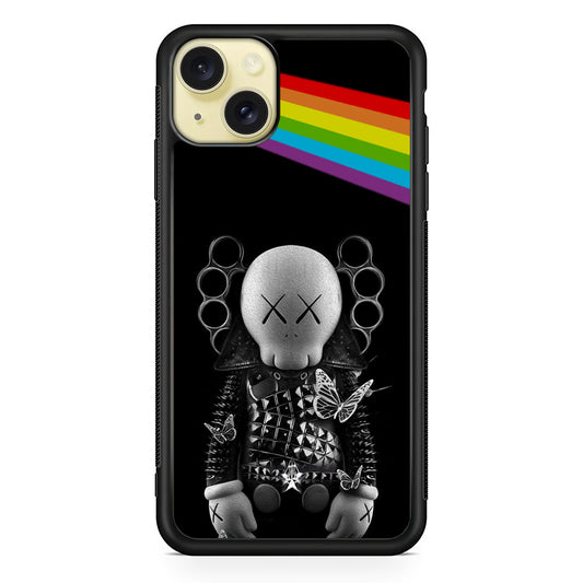 Kaws Metal Style Rainbow iPhone 15 Plus Case | Slim Rubber Case for iPhone 15 Plus