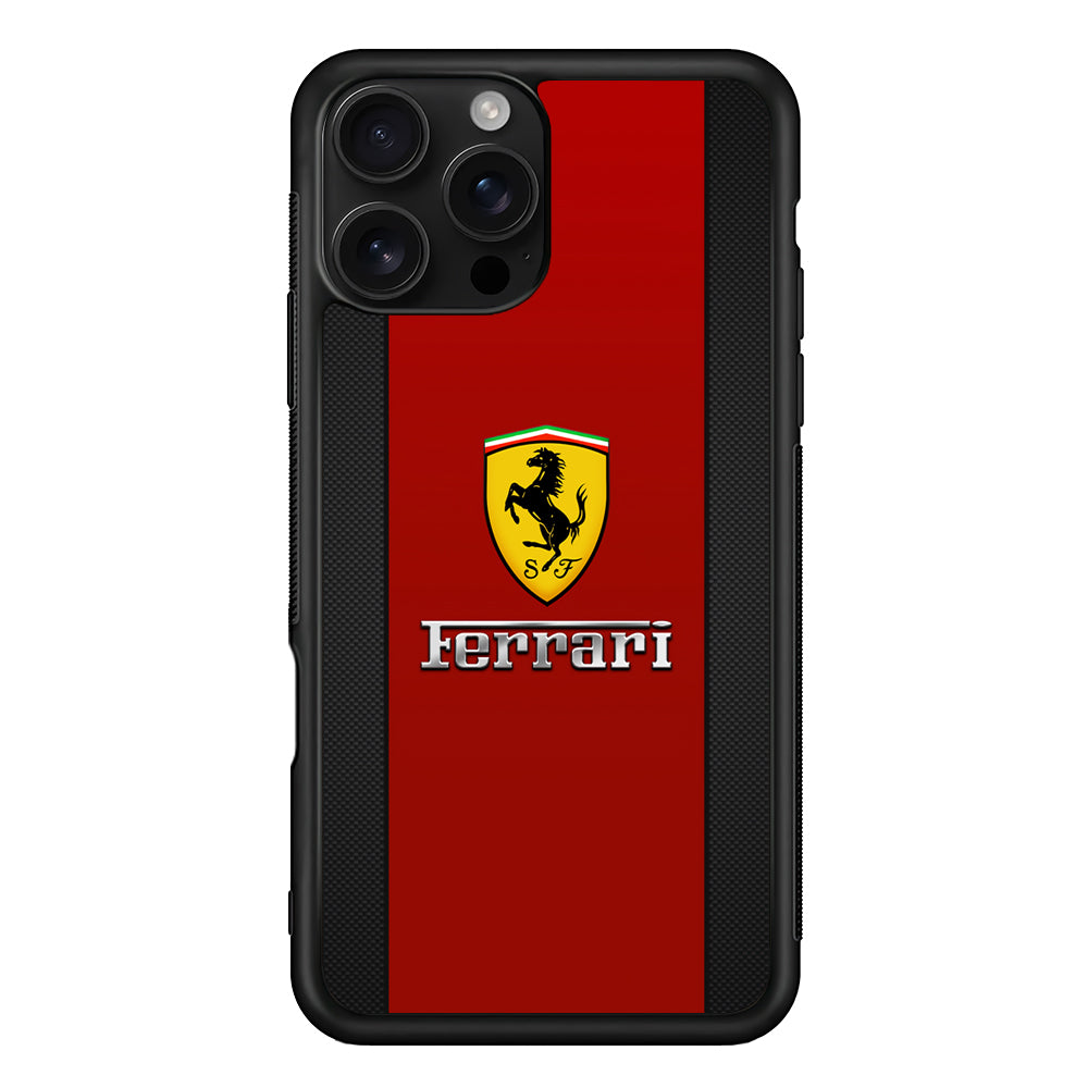Ferrari Luxury Car Stripe Logo iPhone 16 Pro Case | Slim Rubber Case for iPhone 16 Pro
