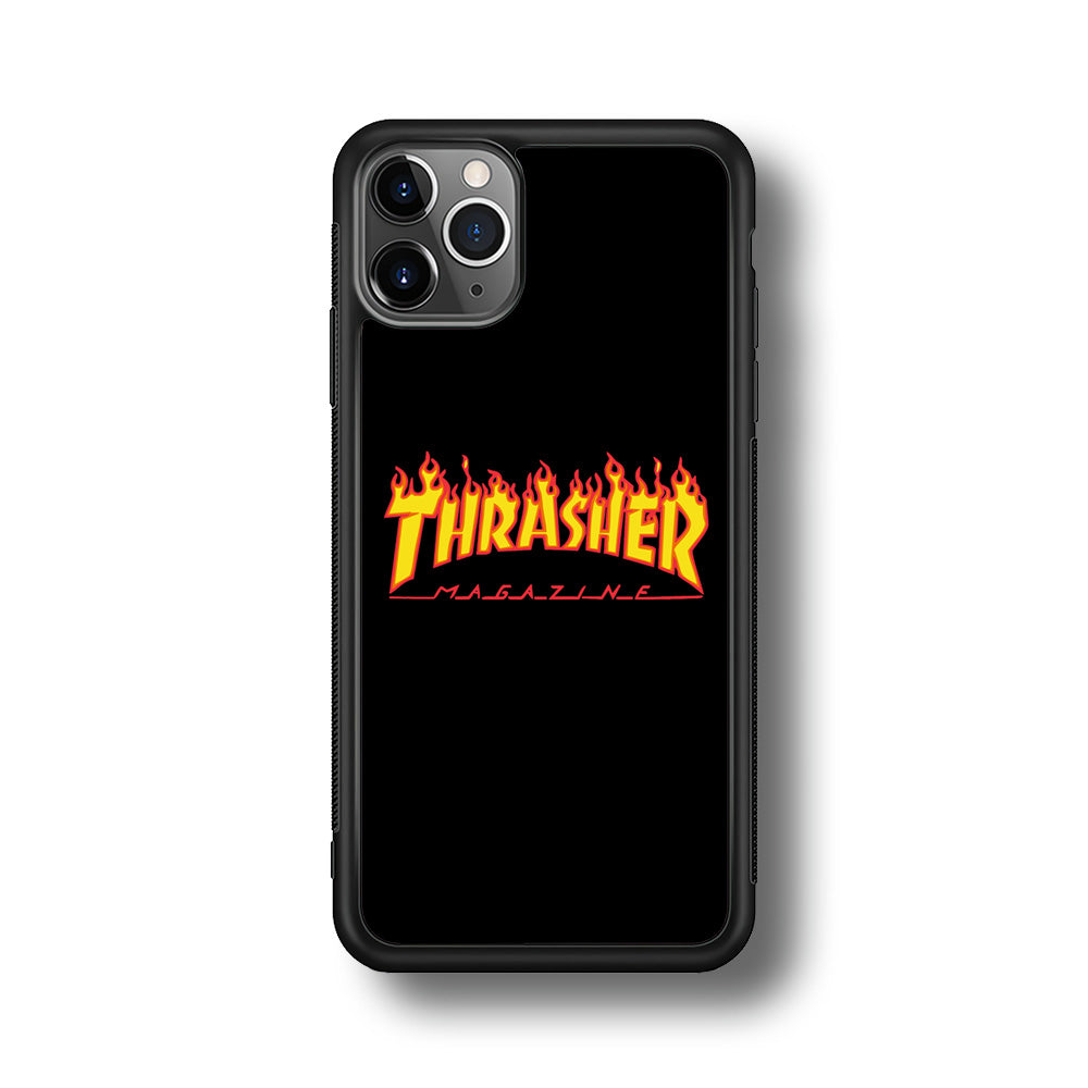 Thrasher Magazine Black Simple Fire iPhone 11 Pro Max Case | Slim Rubber Case for iPhone 11 Pro Max