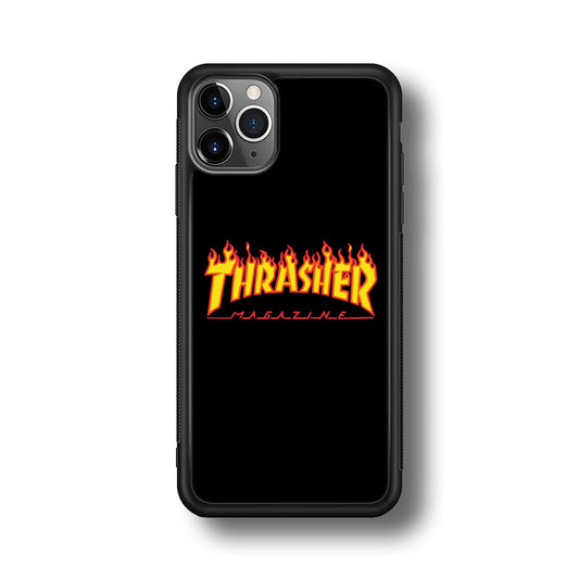 Thrasher Magazine Black Simple Fire iPhone 11 Pro Max Case | Slim Rubber Case for iPhone 11 Pro Max