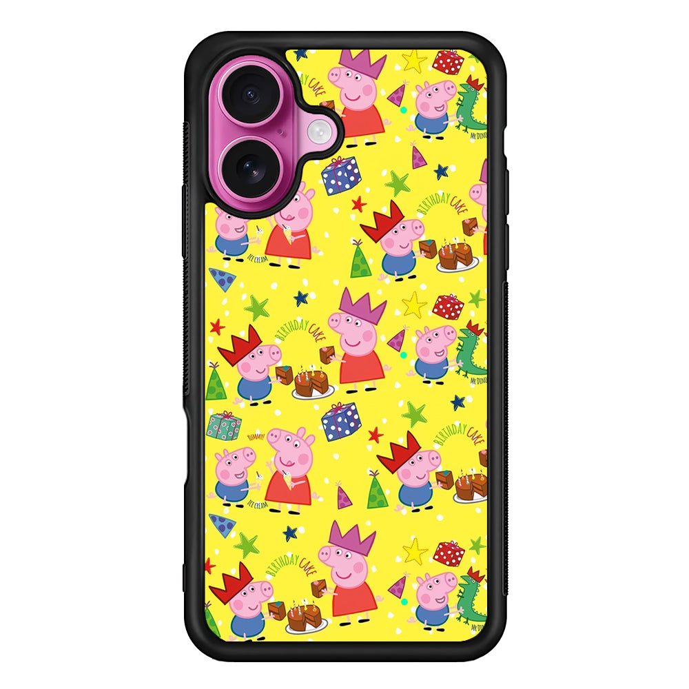 Peppa Pig Happy Birthday Yellow iPhone 17 Case | Slim Protective Rubber Phone Cover