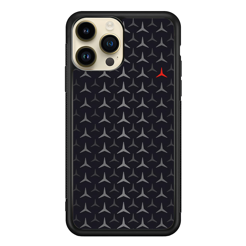Mercedes-Benz Logos Pattern iPhone 14 Pro Case | Slim Rubber Case for iPhone 14 Pro