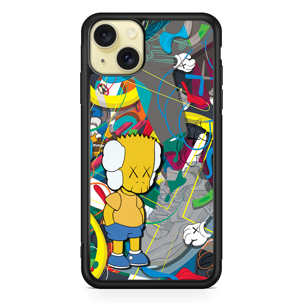 Kaws Doodle Bart Cover iPhone 15 Plus Case | Slim Rubber Case for iPhone 15 Plus