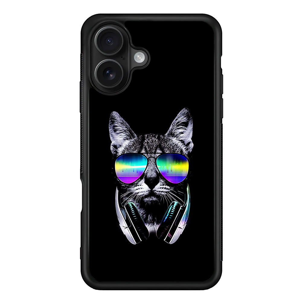 Music Lover Cat DJ iPhone 16 Case - Oxvistore