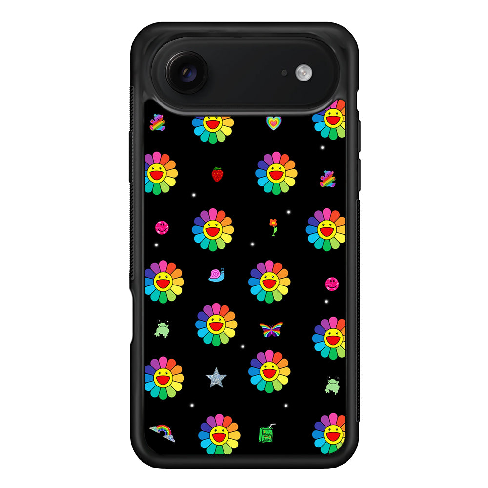Smile on Rainbow Flower Black iPhone 17 Air Case | Protective Case for iPhone 17 Air